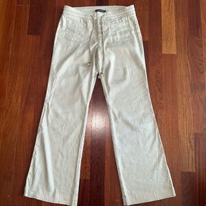 Level 99 Khaki Wide Leg Linen Pants ~ 29 ~ Tie Waist